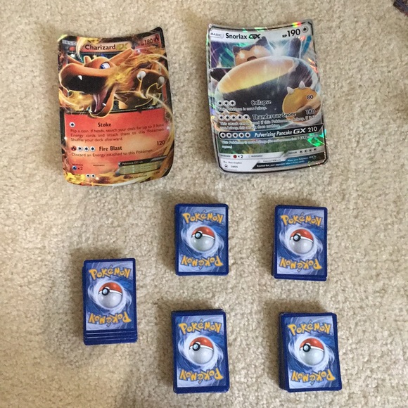 250 Assorted Pokmon Cards !!!with 5+ GX **INCLUDES Snorlax GX and Charzard  EX